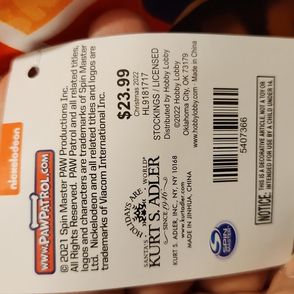 Paw Patrol Christmas Stocking New Holiday Stocking NEW - Picture 3 of 3